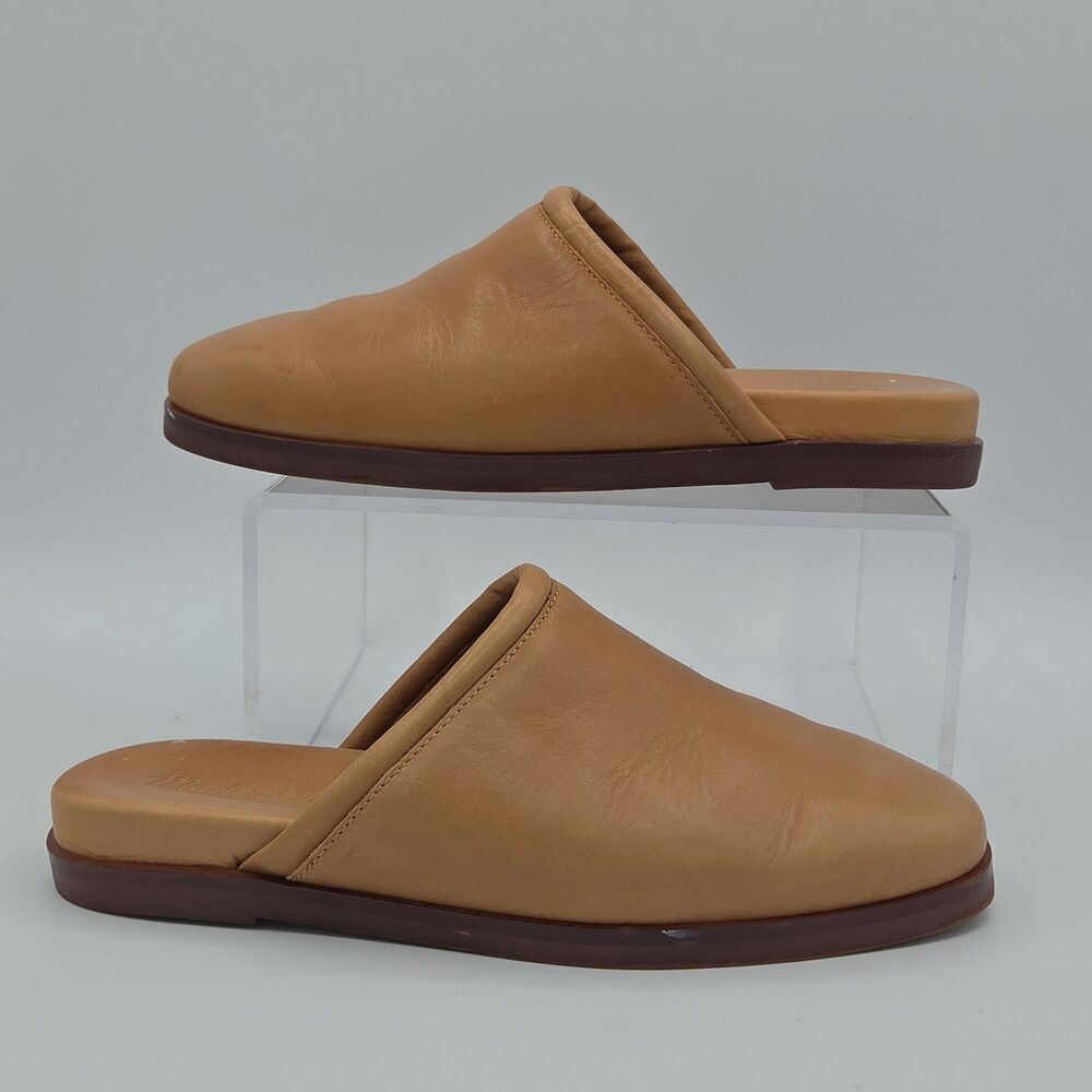 Madewell The Layne Clog Mule Tan Leather Slip On Cushioned Shoes Size 6 NB365